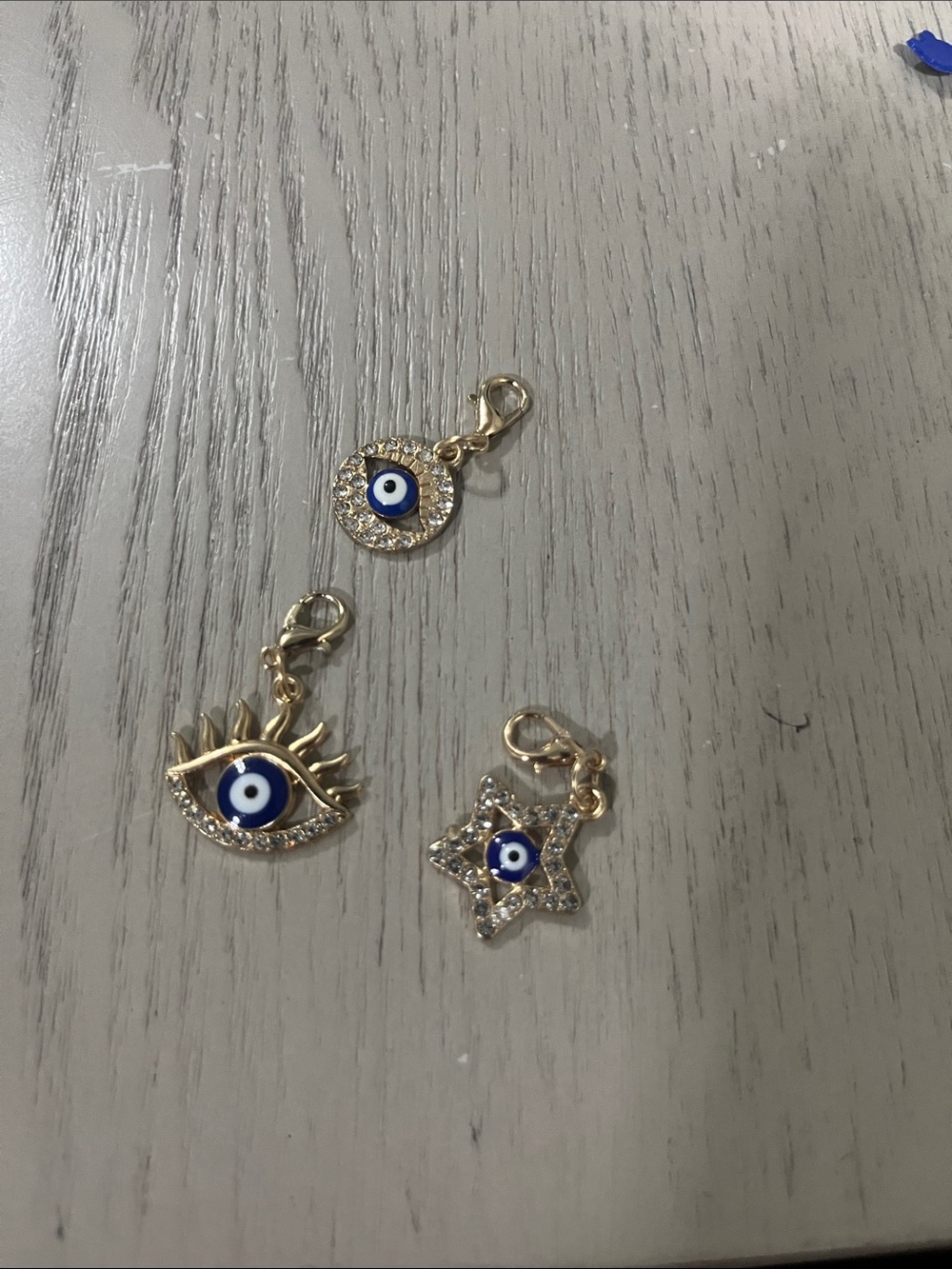 Zipper Pulls Gold Evil Eye Charm Set - Blue & White